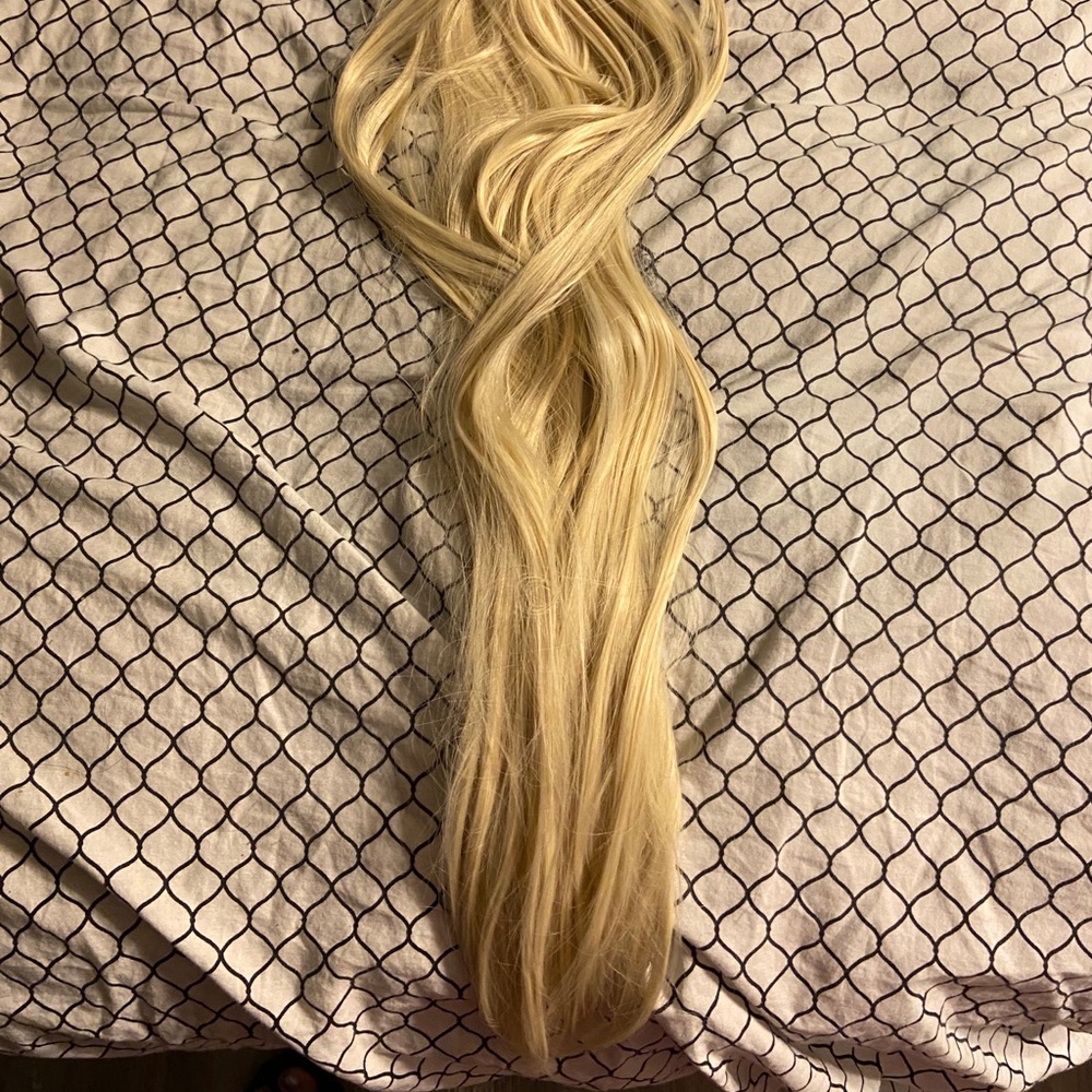 Long Ash Blonde Synthetic Extensions - Straight